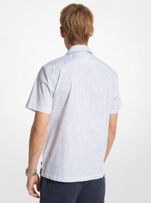 Printed Stretch Cotton Short-Sleeve Shirt | Michael Kors Canada