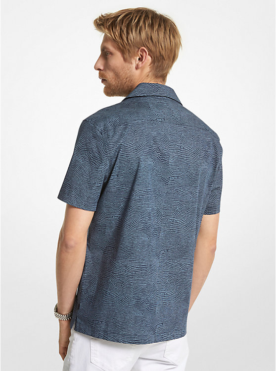 Printed Stretch Cotton Short-Sleeve Shirt image number 1