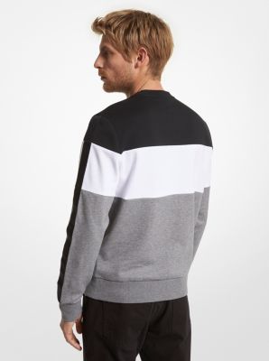 Felpa in cotone stretch a righe color block in CENERE | Michael Kors