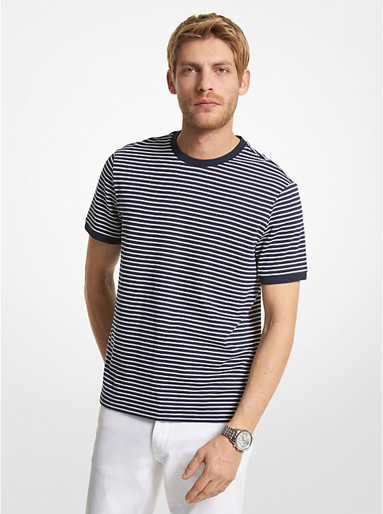 Striped Cotton and Silk Blend T-Shirt image number 0