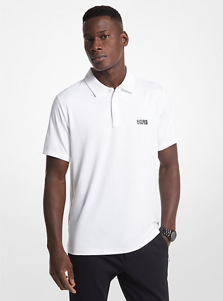 마이클 코어스 골프 폴로 셔츠 Michael Kors Mens Golf Logo Stretch Jersey Polo Shirt,WHITE