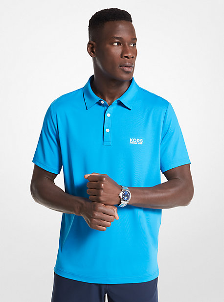 마이클 코어스 골프 폴로 셔츠 Michael Kors Mens Golf Logo Stretch Jersey Polo Shirt,BRIGHT CYAN BLUE