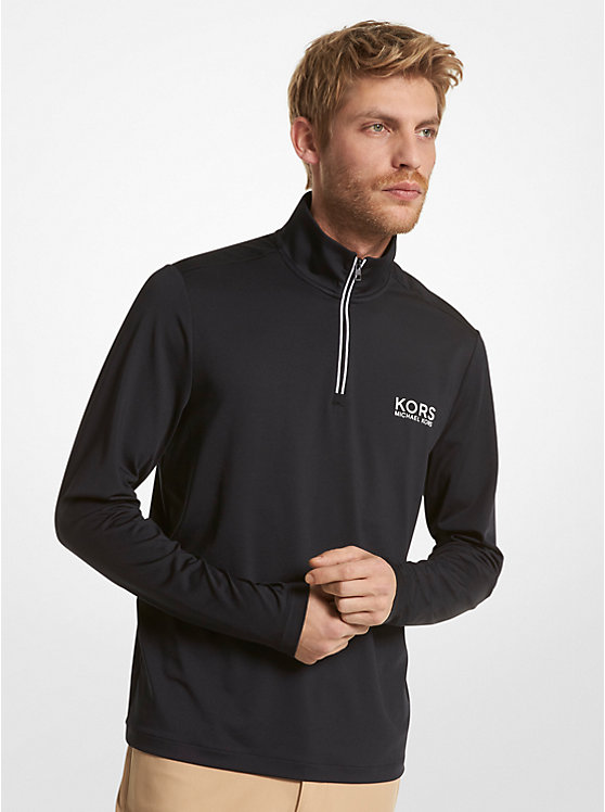 Chandail de golf en tricot extensible à logo et à fermeture éclair un quart image number 0
