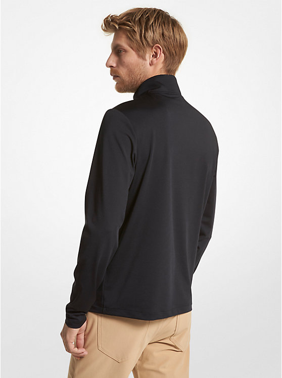 Chandail de golf en tricot extensible à logo et à fermeture éclair un quart image number 1