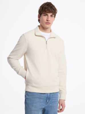 Michael Kors Cotton Blend Half-zip Sweater In Neutral