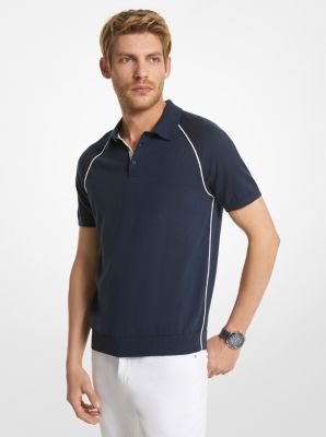 Striped Cotton and Silk Blend Polo Shirt