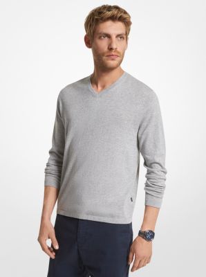 Cotton Jersey V-Neck Sweater | Michael Kors Canada