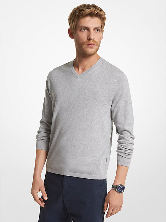 Cotton Jersey V-Neck Sweater image number 0