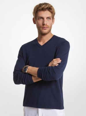 Cotton Jersey V-Neck Sweater