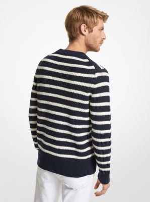 Sweter w paski z mieszanki lnu i bawełny image number 1
