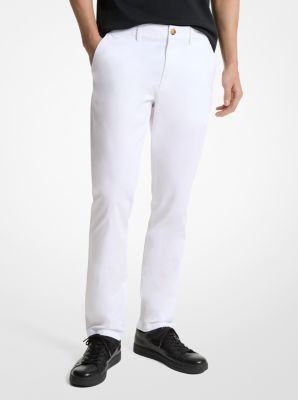 Slim-Fit Cotton Blend Chino Pants in WHITE | Michael Kors