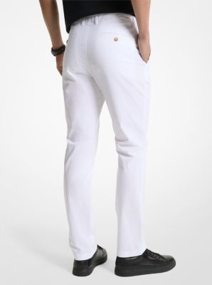 Slim-Fit Cotton Blend Chino Pants in WHITE | Michael Kors