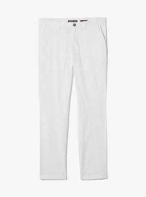 Slim-Fit Cotton Blend Chino Pants in WHITE | Michael Kors