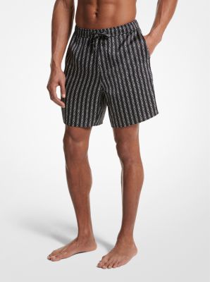 Shorts im Pyjama-Stil aus Satin mit Empire-Logomuster image number 2