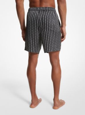 Shorts im Pyjama-Stil aus Satin mit Empire-Logomuster image number 3