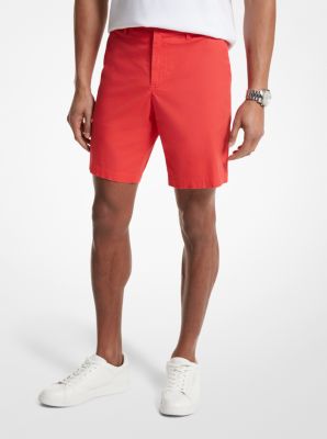 Michael Kors Stretch Cotton Shorts In Red