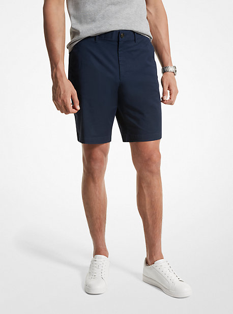 Shop Michael Kors Stretch Cotton Shorts In Blue