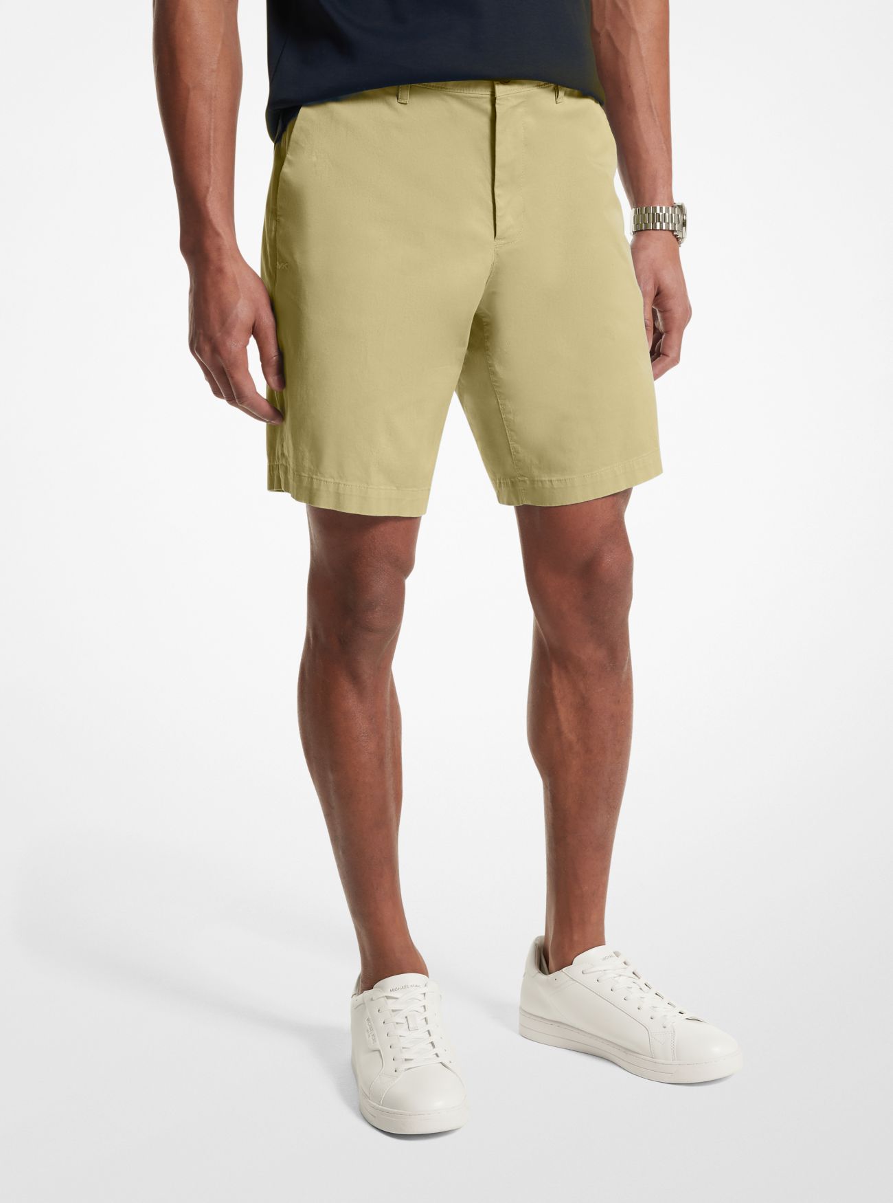MK Stretch Cotton Shorts - Green - Michael Kors