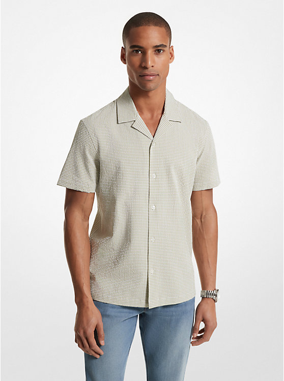 Gingham Seersucker Stretch Cotton Shirt image number 0
