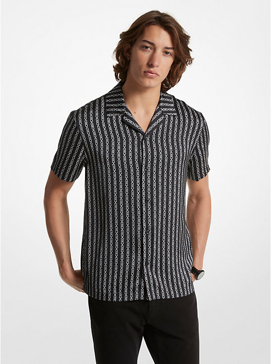 Empire Logo Striped Woven Camp Shirt image number 0