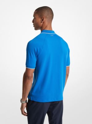 Stretch Knit Half-Zip Polo Shirt in BLEU GREC | Michael Kors