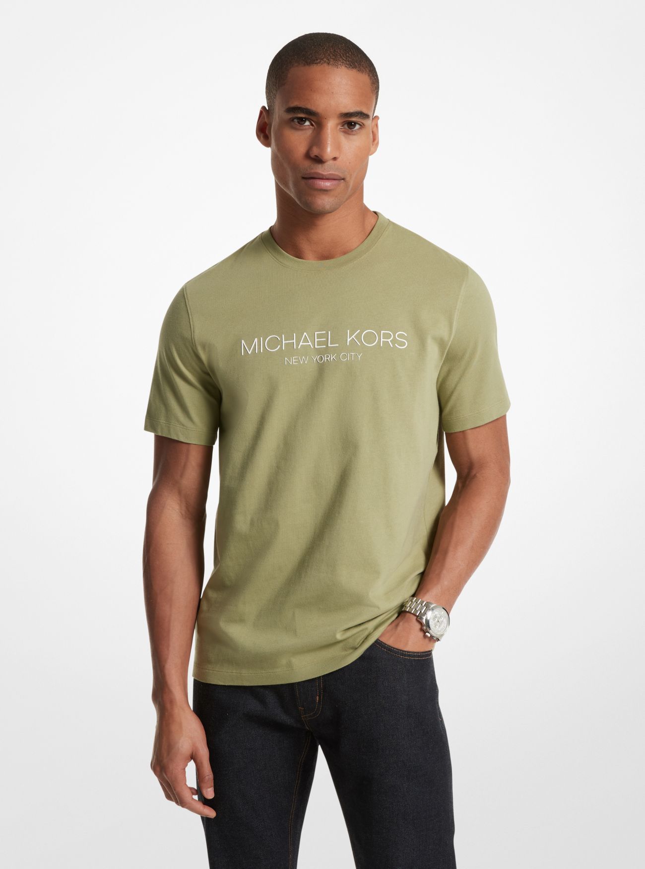 MK Graphic Logo Cotton T-Shirt - Green - Michael Kors