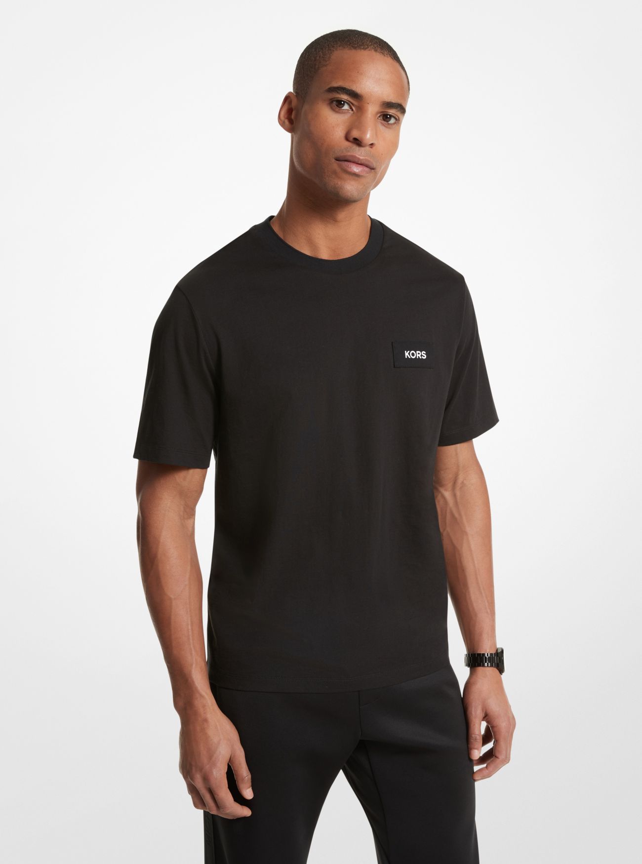 MK Cotton Logo Graphic T-Shirt - Black - Michael Kors