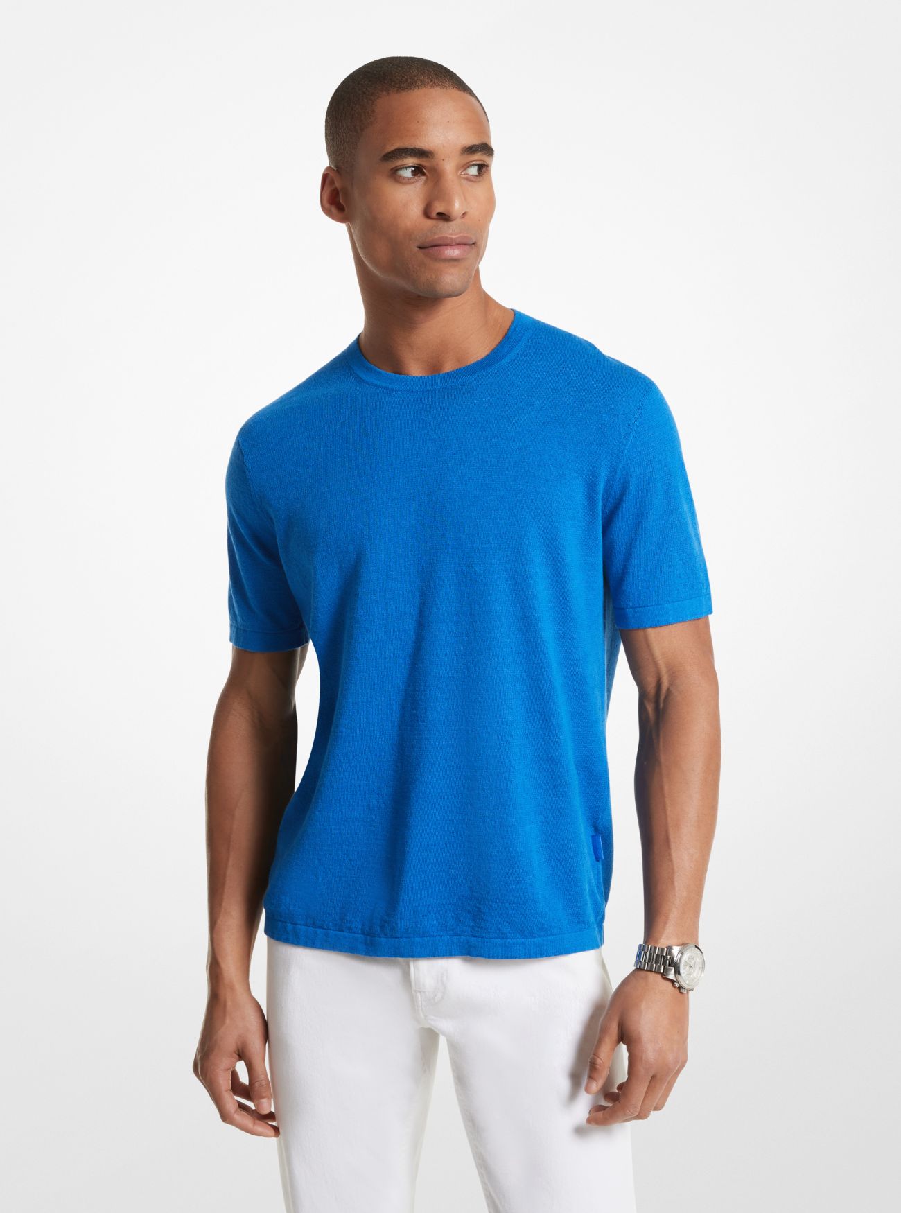 MK Linen Blend Shirt - Blue - Michael Kors