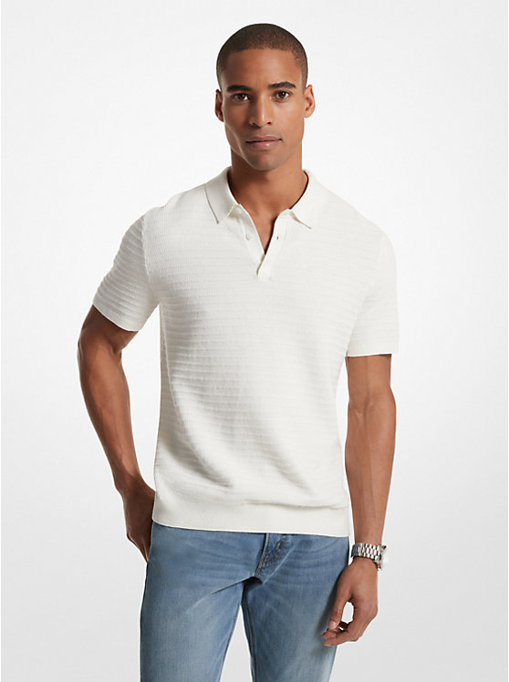 Tuck Stripe Cotton and Silk Polo image number 0