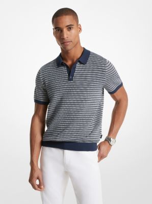 Tuck Stripe Cotton and Silk Polo image number 0