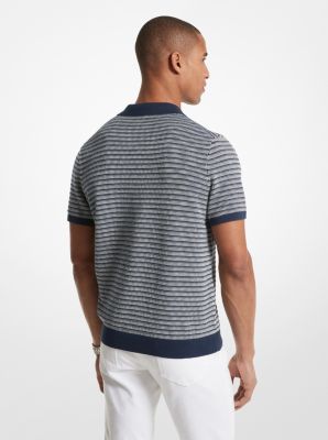 Tuck Stripe Cotton and Silk Polo image number 1