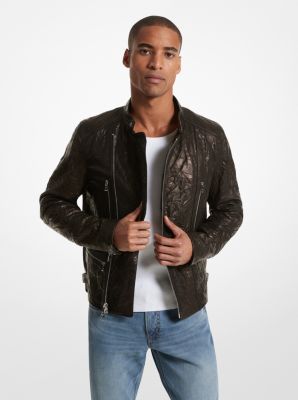 Crinkled Leather Biker Jacket | Michael Kors