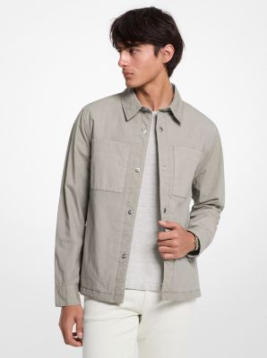 Veste chemise en popeline de coton extensible teinte en pièce