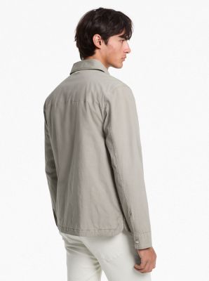 Veste chemise en popeline de coton extensible teinte en pièce