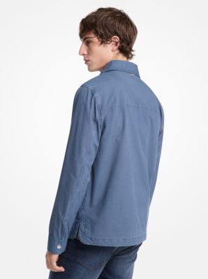 Garment-Dyed Stretch Cotton Poplin Shirt Jacket image number 1