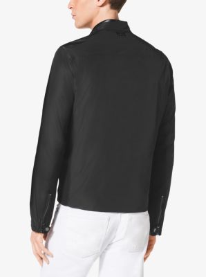 Leather-Trim Nylon Moto Jacket