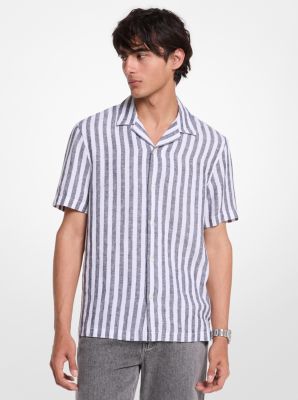 Camicia in misto lino e cotone a righe