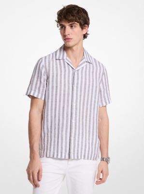 Linen and Cotton Blend Striped Shirt