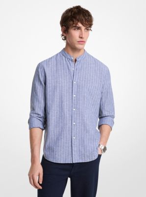 Camicia in misto lino e cotone a righe image number 0