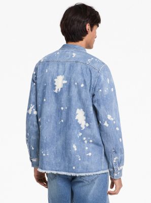 Frayed Splattered Denim Shirt image number 1