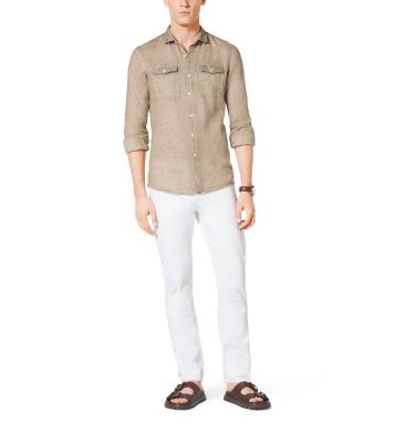 Slim-Fit Two-Pocket Linen Shirt image number 2