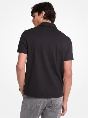 Cotton Blend Piqué Zip-Up Polo Shirt image number 1