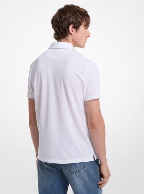 Cotton Blend Piqué Zip-Up Polo Shirt