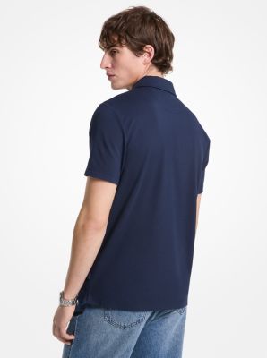 Cotton Blend Piqué Zip-Up Polo Shirt image number 1