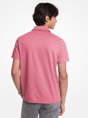 Cotton Blend Piqué Zip-Up Polo Shirt