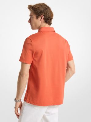 Cotton Blend Piqu&eacute; Zip-Up Polo Shirt