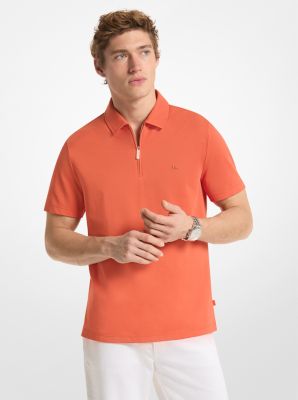 MK Piqué-Poloshirt Aus Baumwollmischung Mit Reißverschluss - Orange