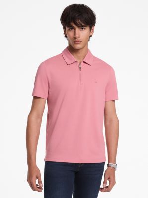 Cotton Blend Piqué Zip-Up Polo Shirt image number 0