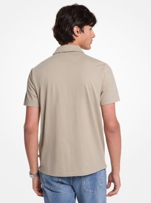 Cotton Blend Piqué Zip-Up Polo Shirt image number 1