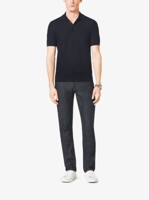 Pique Linen and Cotton Polo Shirt